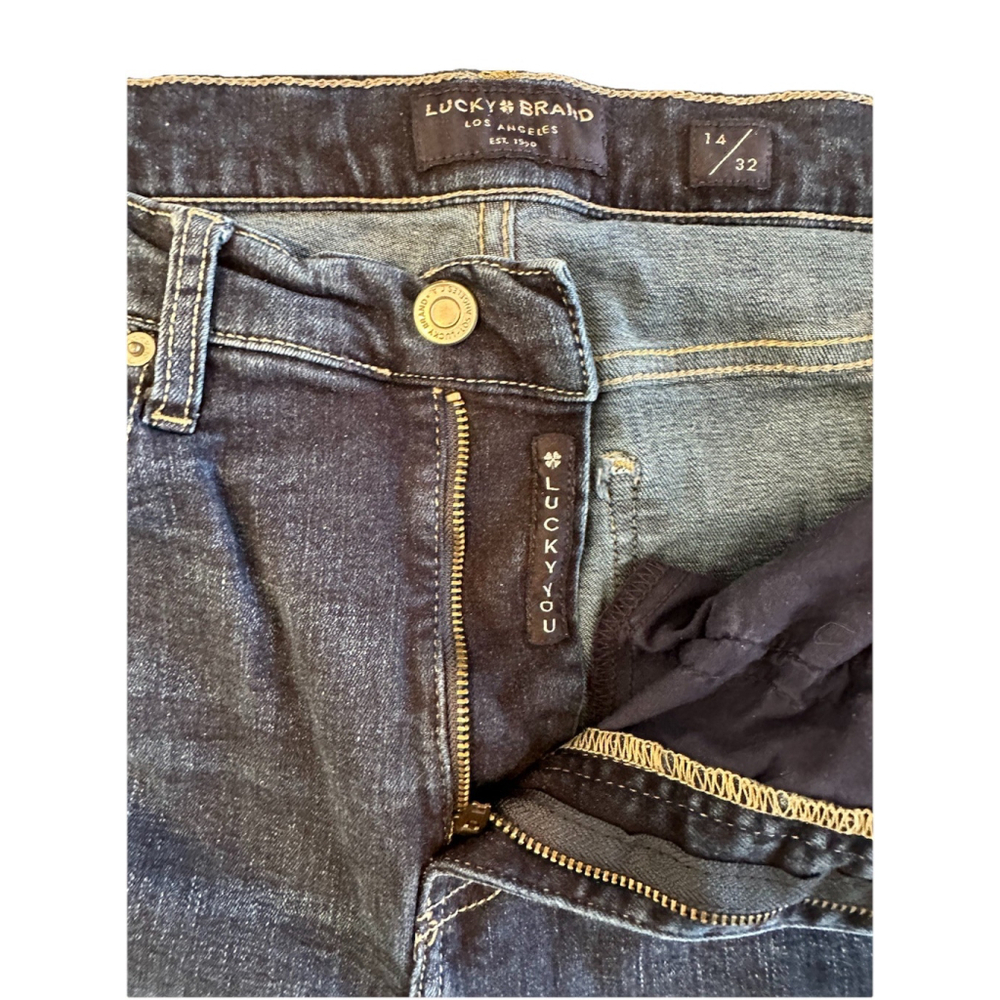 Lucky Brand High Rise Flare Stevie Denim Jeans Womens Size 14 / 32 Blue Raw Hem - Picture 7 of 16